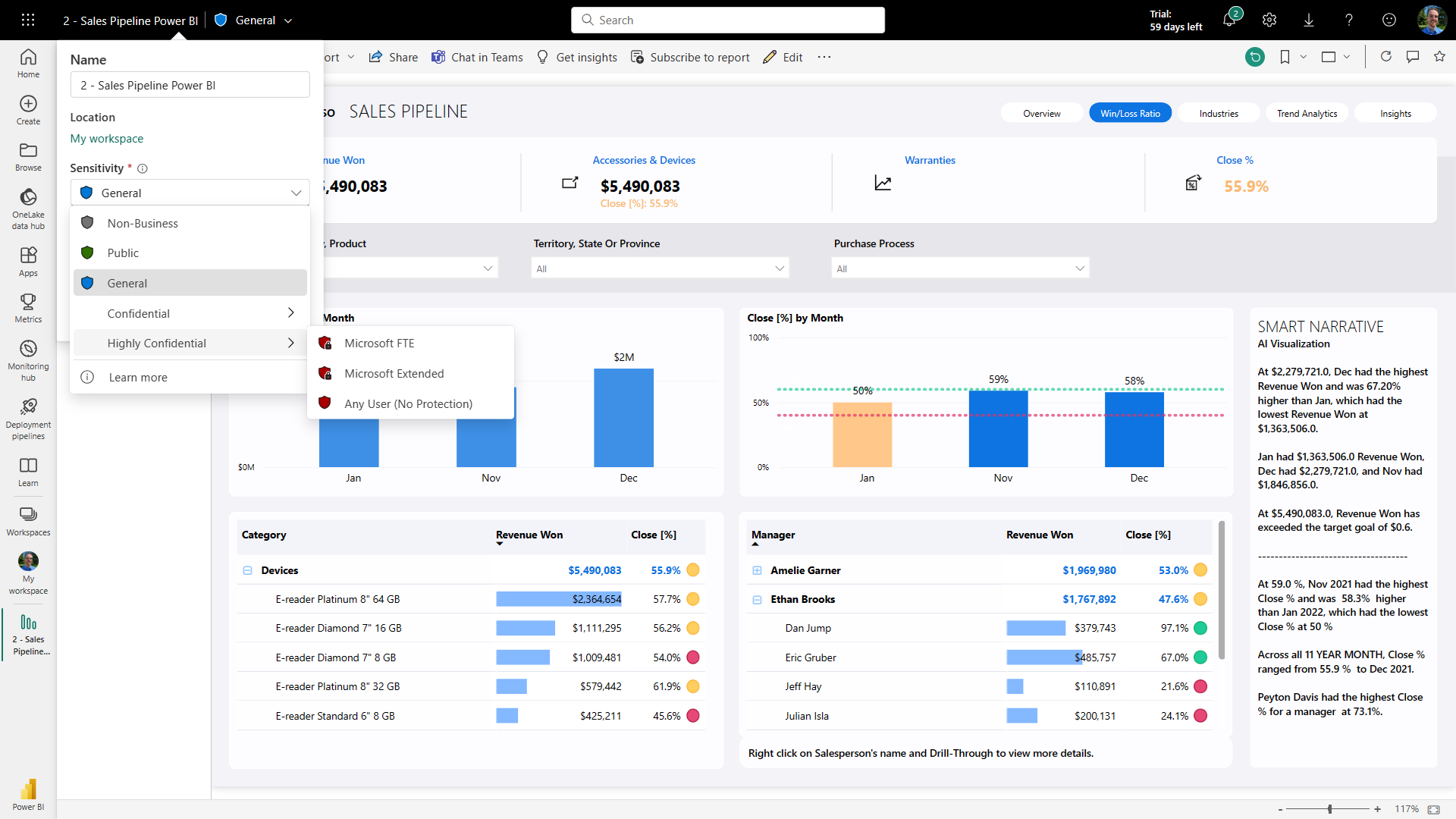 screenshot of Microsoft Power BI